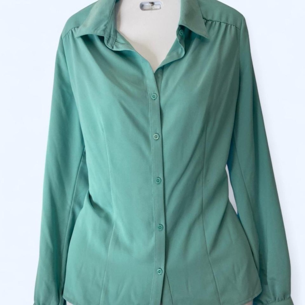 Teal button up blouse S East 5th